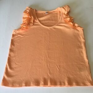 Old Navy Women’s Orange‎ Ruffle Trim Sleeve Ribbed Tank Top Size XXLT